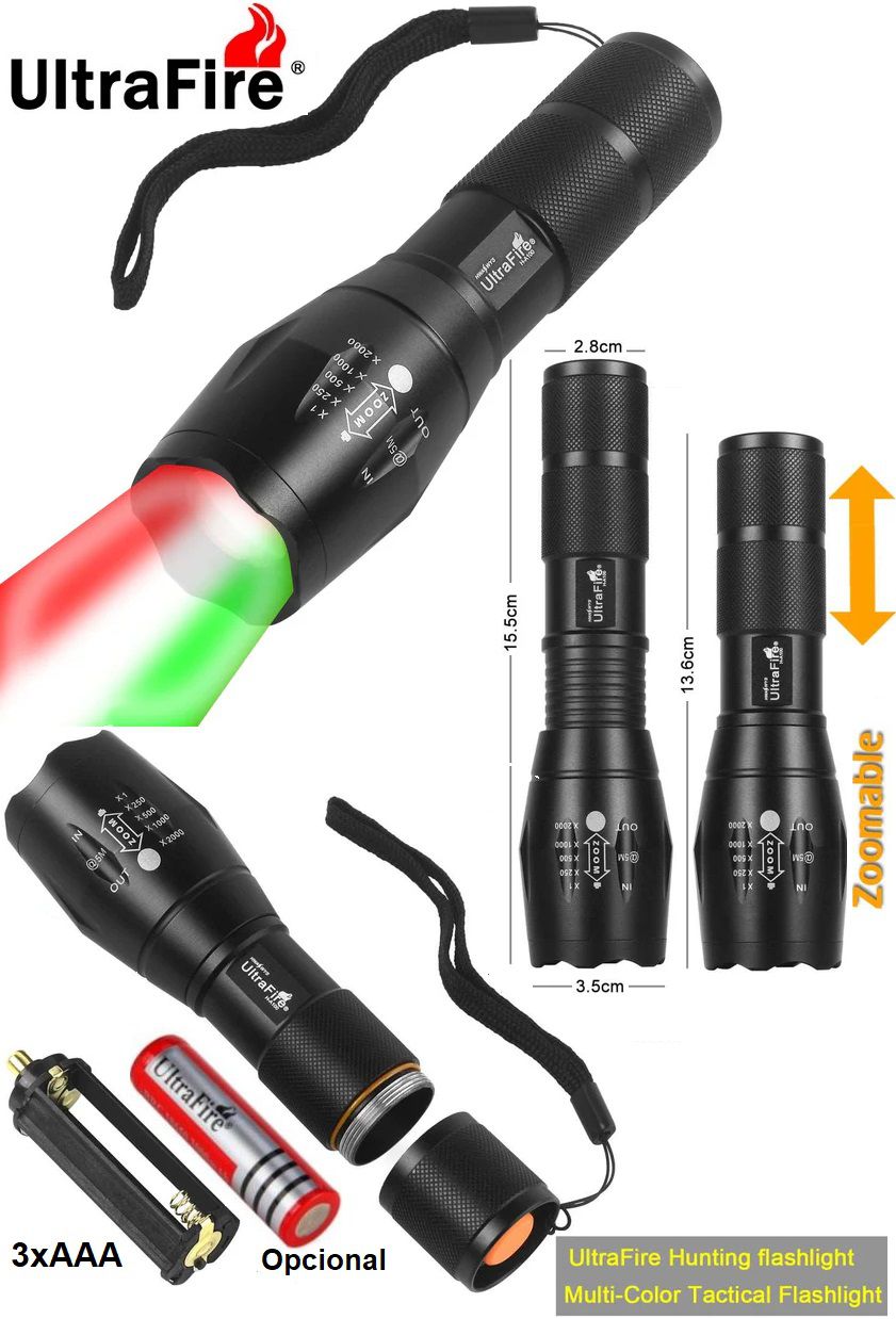 Linterna Ultrafire Zoom UF-3C Tri Color